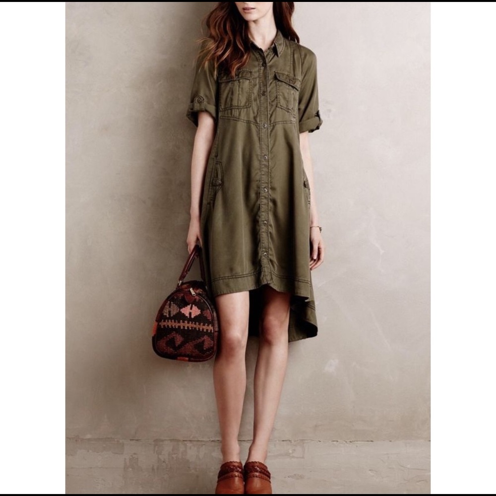 Holding Horses Anthro Moss Shirt Dress Size 6 NWT